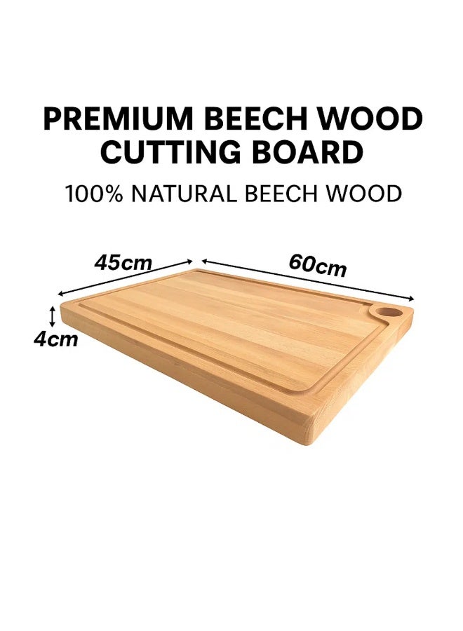 FoxiWood Professional Butcher Cutting Board with Juice Groove,(60×45×4cm) - Image 2